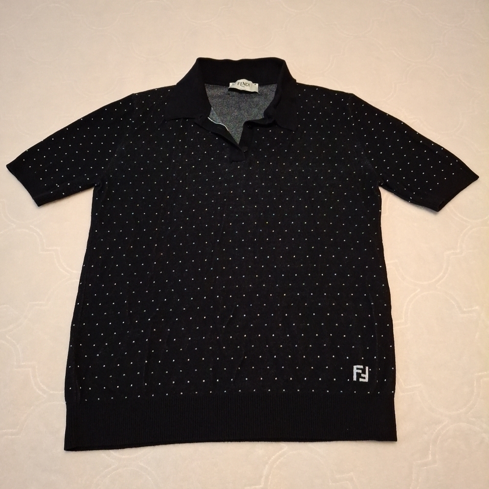 Women's Polka Dot Polo Shirt. Fendi Shirt.